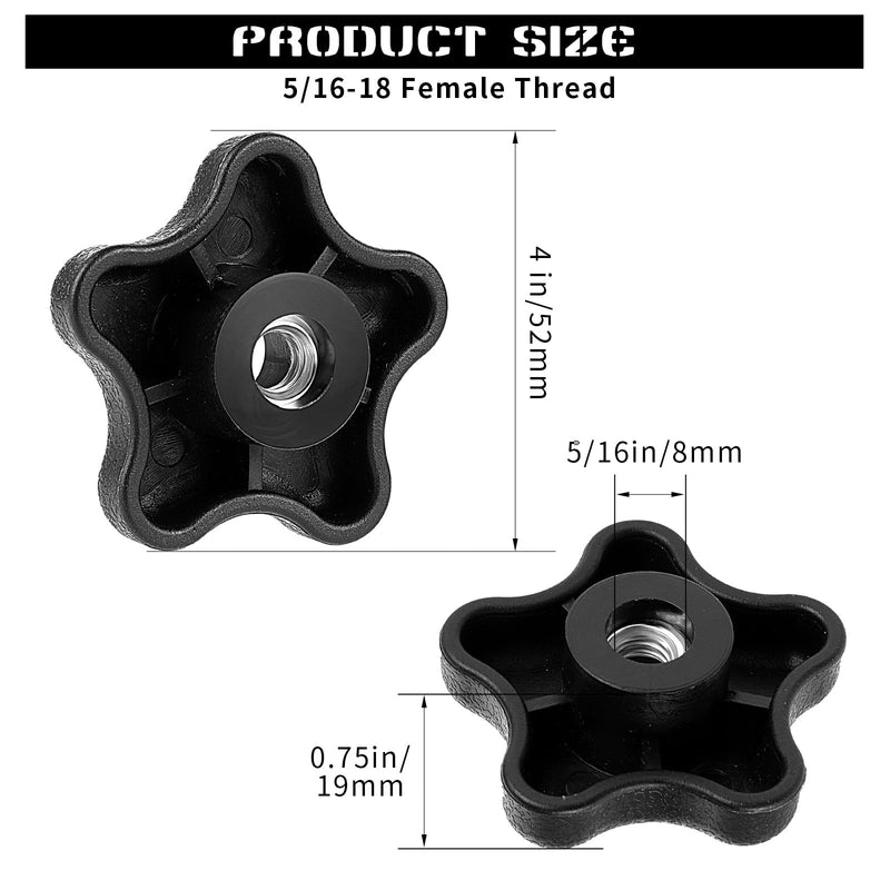 10 Pcs 5/16" 18 Female Thread 5 Star Knobs, Plastic T Knobs, Clamping Knobs for T Track Bolts Jig Knobs Thumb Screw Threaded Knobs Hardware Nuts Accessories for Woodworking Jigs & Fixtures