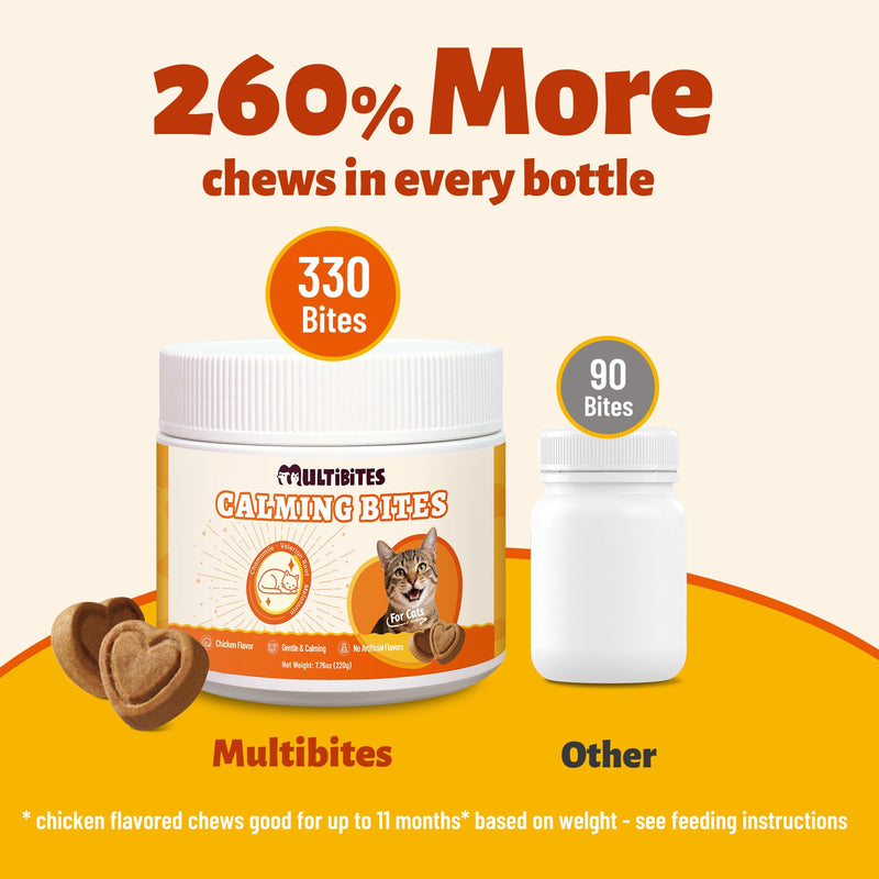 330 Bites Calming Chews for Cats – with Chamomile, L-Tryptophan, Melatonin – Natural Calming Cat Treats for Stress Relief, Fireworks, Cat Travel, Vet Visits Safe for All Cats 7.76 oz