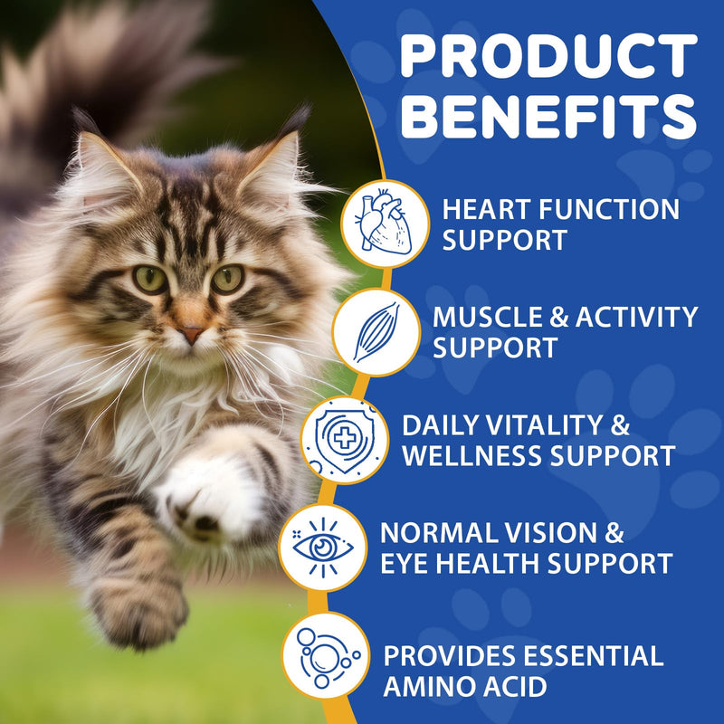 Taurine Supplement for Cats Liquid Drops – Supports Heart, Vision Health – 60mL Highly Absorbable for All Cats 12+ Weeks