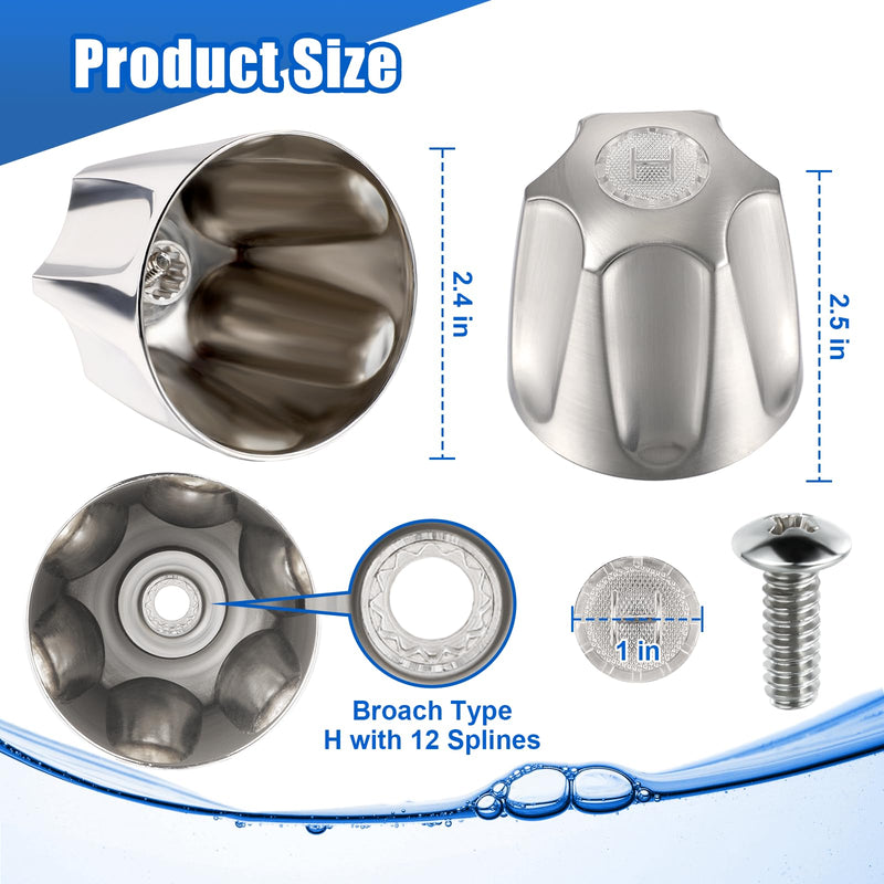 Dreyoo 3 Piece Metal Shower Knob Replacement Compatible with Price/Pfister Verve Tub Shower, Bathtub Faucet Handle Remodel Trim Kit Include 1 Hot 1 Cold 1 Diverter and 3 Screws(Polished Chrome) Polished Chrome