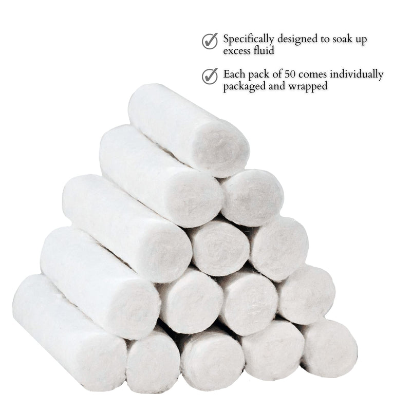 100 Dental Cotton Rolls for Mouth Gauze and Nosebleeds Plug Stopper - #2 Medium 1.5" Non-Sterile 100% High Absorbent Blood Clotting Cotton roll (100 Count)