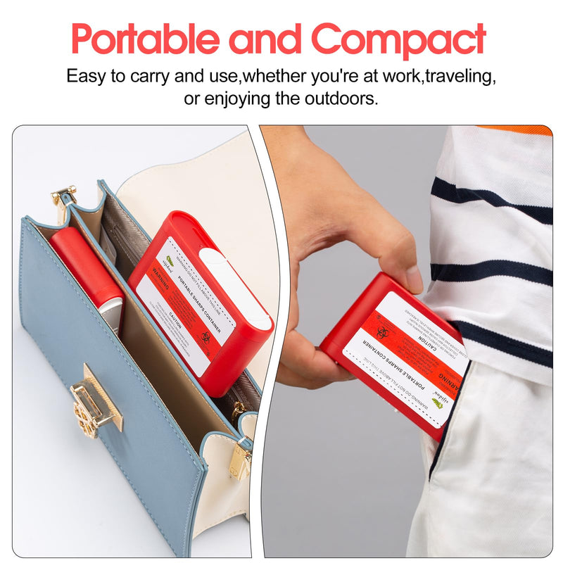 3 Pack Portable Sharps Container for Travel and Home Use,Pocket Travel Sharps Disposal Container,Specially Designed for Diabetic Needles and Test Strips Compact Size for Travel and Daily Personal Use 3