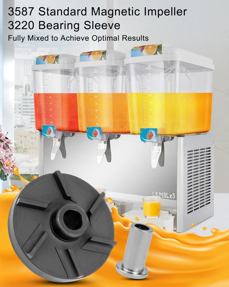 3587 Magnetic Impeller and 3220 Bearing Sleeve Mcx Standard Fit for Grindmaster Crathco D15 D155 D25 D255 D35 D355 HD WD Beverage Dispensers, Impeller for Stirring or Spraying Juice, 2PACK 2