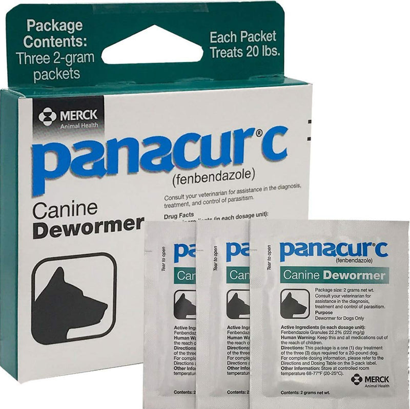 Panacur C Canine Dewormer Dogs 2 Gram Each Packet Treats 20 lbs (3 Packets) - PawsPlanet Australia