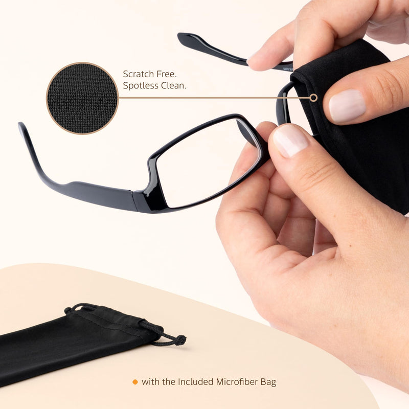 TruVision Readers Reading Glasses, Comfort Spring Hinges for Men and Women, 9501HP 01h-4-black 4.5 x