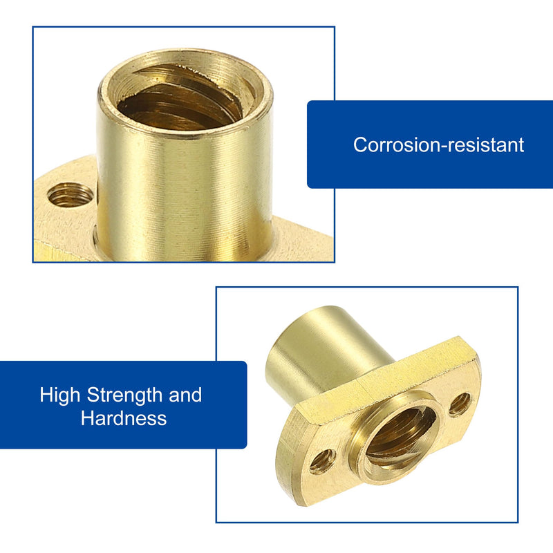 uxcell 4Pcs Tr8x8 Lead Screw Brass Nut, Trapezoidal Screw Diameter 10mm Pitch 2mm Lead 8mm (4 Starts) for A 3 CR-10 CR-10s Z Axis CNC 3D Printer Parts 4