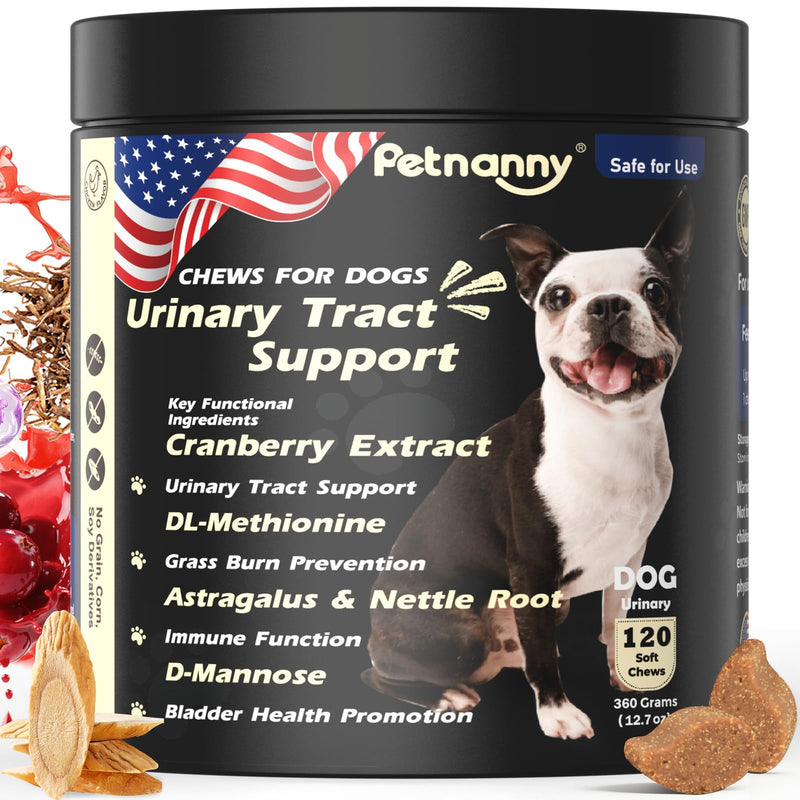 Petnanny Urinary Tract Support Soft Chews for Dogs, Cranberry Supplement for Dogs, Supports Bladder Health, pH Balance & Immunity, Chicken Flavor