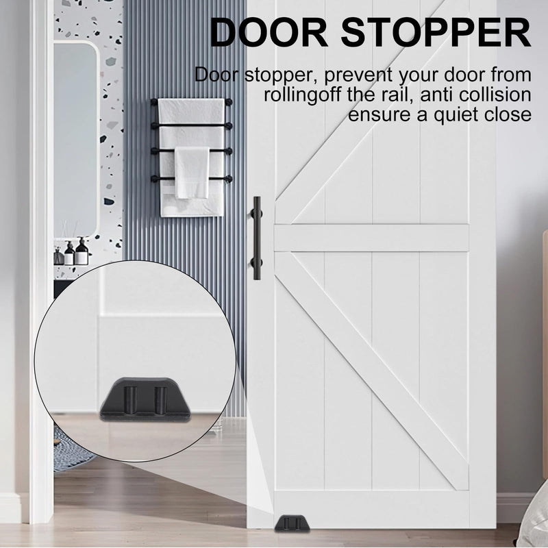 4 Barn Door Floor Guide Bearing Design Sliding Barn Door Floor Guide Heavy Duty Metal Hardware, Strong and Durable Steel Frame(Black) Black of4