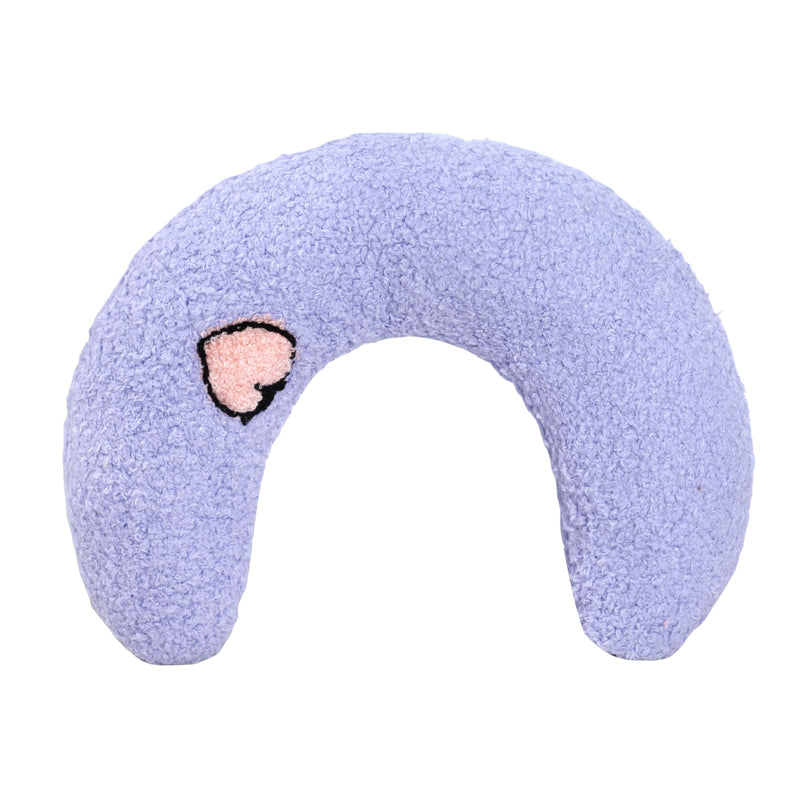 Lystaii Cat Calming Pillow for Indoor Pet Small Dog Calming Pillow Soft Fluffy Cat Bed Dog Neck Toy Half Donut Anxiety Relief Toy with Cute Embroidery Pattern (Purple, Peaches) Purple