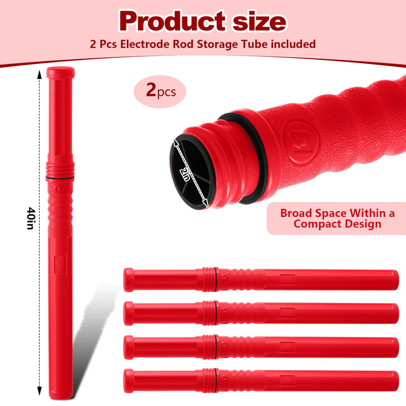 Tandefio 2 Pcs Welding Rod Storage 40 Inch Tig Rod Storage Canisters Welding Electrode Holder Airproof Waterproof Welding Rod Container (Red) Red