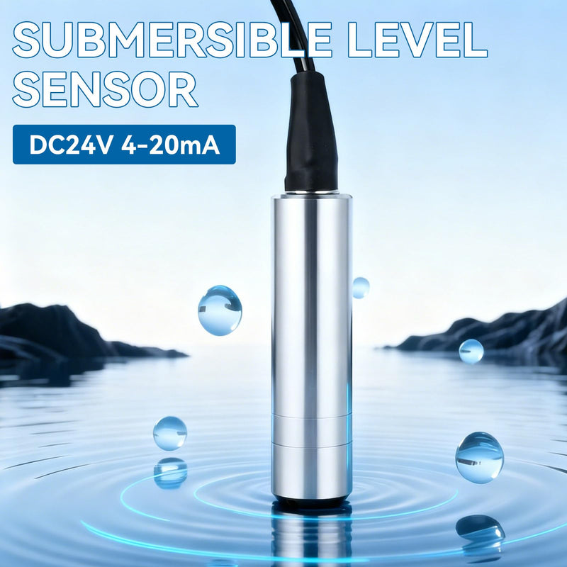 Submersible Level Sensor 4-20mA, DC24V 316L Stainless Steel Input Liquid Level Transmitter Water Level Sensor Detector 5m Cable (0-3m Measuring Range) 0-3m Measuring Range