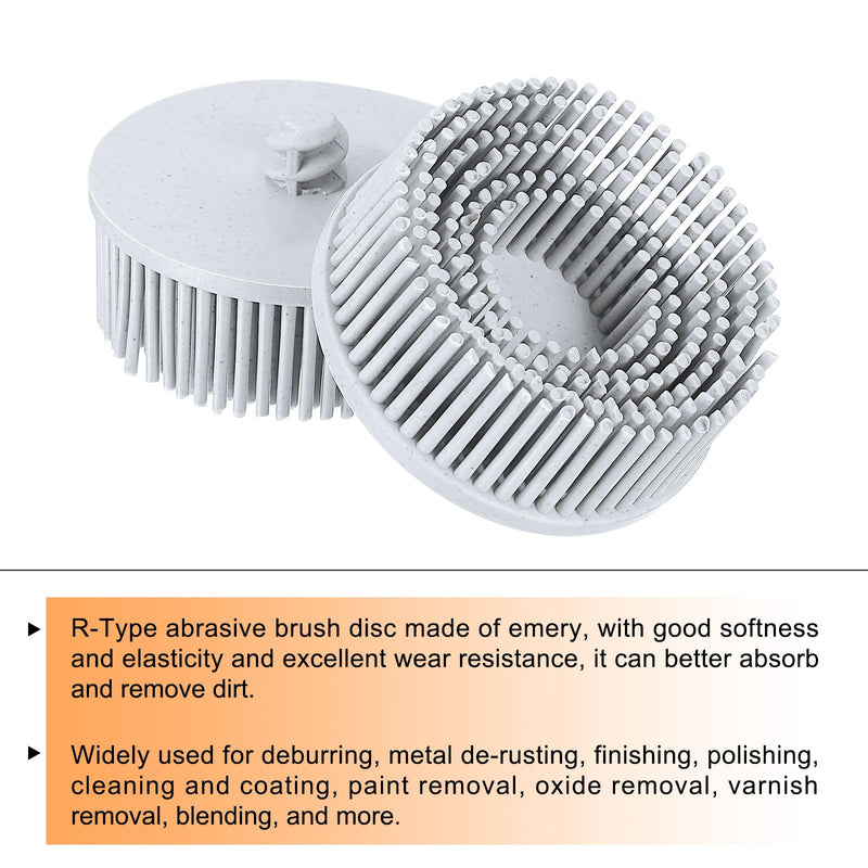 HARFINGTON Bristle Disc 2" 120 Grit R-Type Abrasive Brush Coarse Bristle Disc Deburring Electric Disc Brush Attachment Abrasive Coating Removal Disc for Metal, Gray