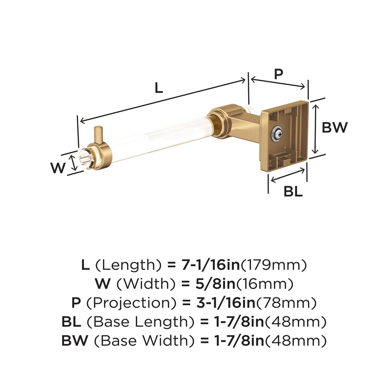 Amerock BH36061CCZ | Clear/Champagne Bronze Single Post Toilet Paper Holder | 7-1/16 inch (179 mm) Length Toilet Tissue Holder | Glacio | Bath Tissue Holder | Bathroom Hardware | Bath Accessories