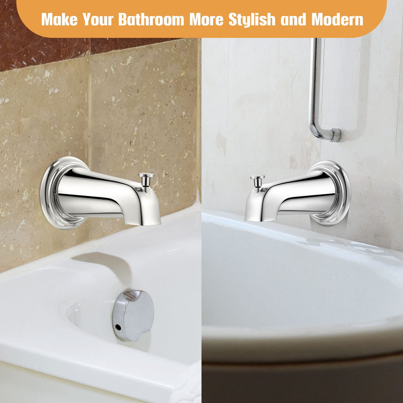 Dreyoo Tub Spout (Universal Fits 1/2" Copper Pipe, 1/2" IPS and 3/4" IPS), Bathroom Bathtub Faucet with Adapters and Hex Wrench (Chrome,Simple) Chrome Simple