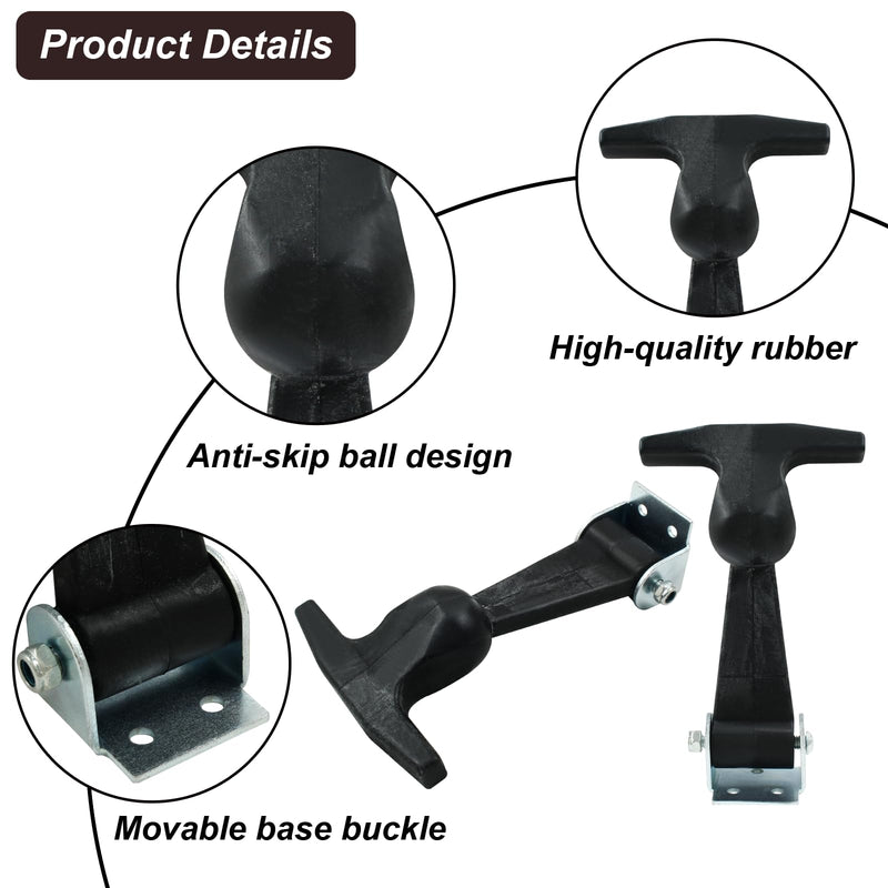 Biaungdo 2 Pcs Rubber Flexible Hood Catch, Black T-Handle Draw Latches with Brackets Stainless Steel T-Handle Hasp for Hood/Tool Box/Vehicle Engine