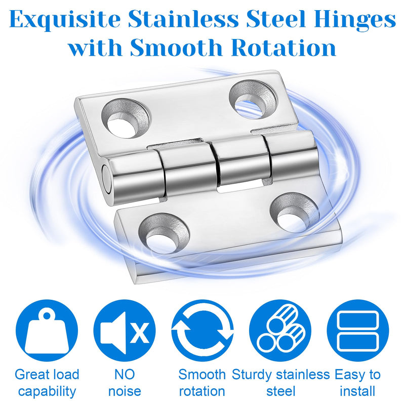Lemecima 6 Pack 316 Stainless Steel Hinges Marine Grade (2" × 2" or 1-1/2" × 1-1/2" Heavy Duty Boat Hatch Hinge Casting Cabinet Door Hinge