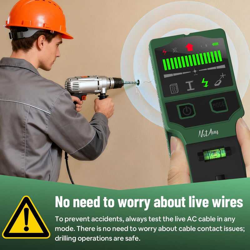 Stud Finder Wall Scanner - 7-in-1 Electronic Wall Stud Detector, Detects Wood, Metal, AC Power, Joists, Pipes with LCD Display, Laser & Bubble Level Ruler