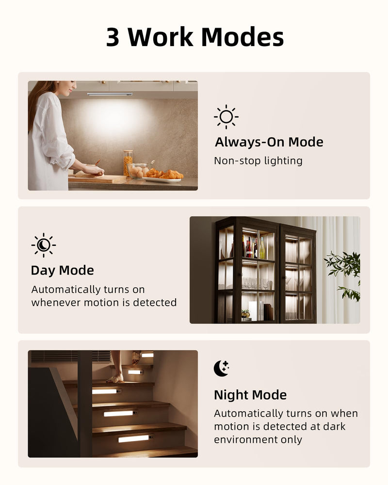 EZVALO Under Cabinet Lights, LED Closet Lights Wireless USB Charging, Motion Sensor Lighting Indoor 5700K Dimmable with Remote Control (White) 5 Pack Cool White