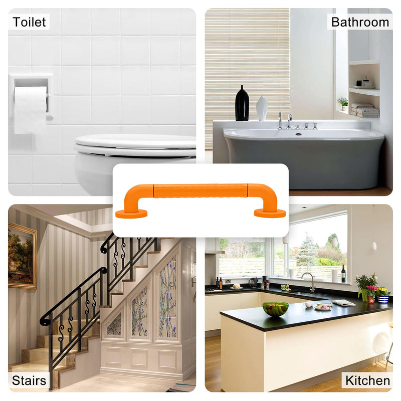supregear Shower Grab Bar, Heavy Duty Anti-Slip Bathroom Safety Rail, Stainless Steel Support Handle for Elderly, Children, Disabilities, Ideal for Bathtub, Toilet, Kitchen, Stairway, 16 in/40 cm Yellow