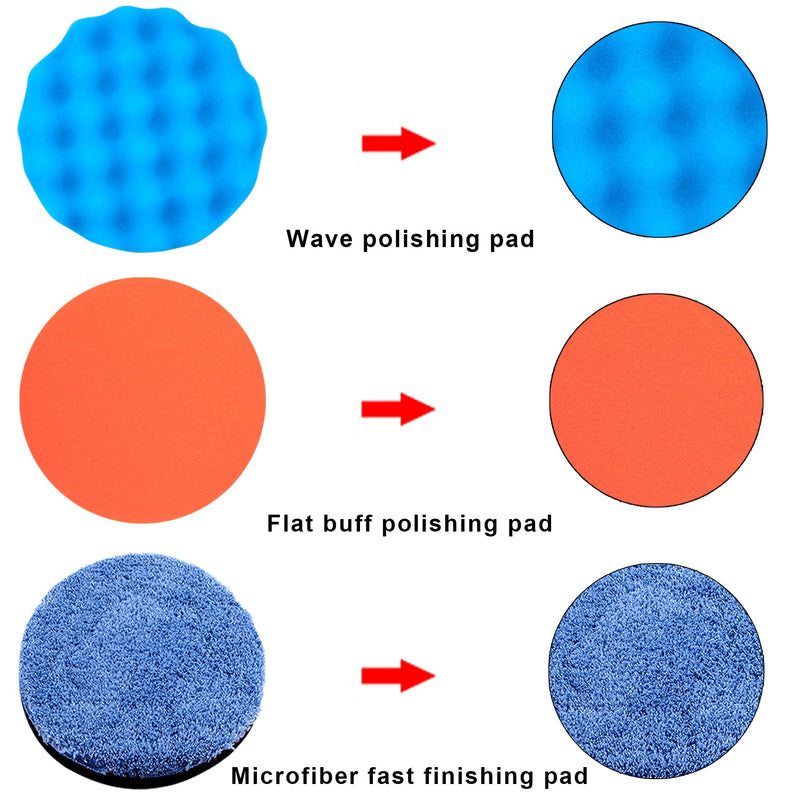 SIQUK 16 Pieces Buffing Pads 6 Inch Car Polishing Pad Kit Foam Polish Pads Wax Buffer Polisher Attachment for Drill