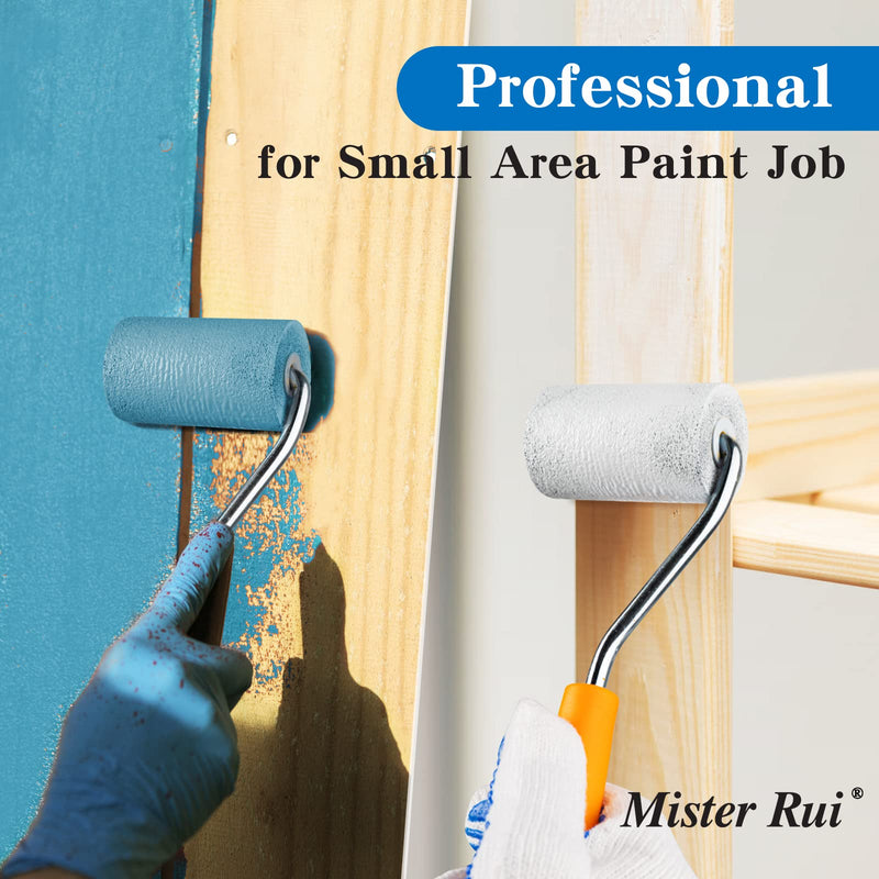 Mister Rui Foam Paint Roller, 2 Inch Mini Paint Roller Kit 9 Pack, Small Paint Roller with Tray and Liner, Small Paint Rollers 2 Inch, Mini Rollers for Painting Furniture, Stenciling, Art Crafts 2 Inch Kit, 8 Pack Orange