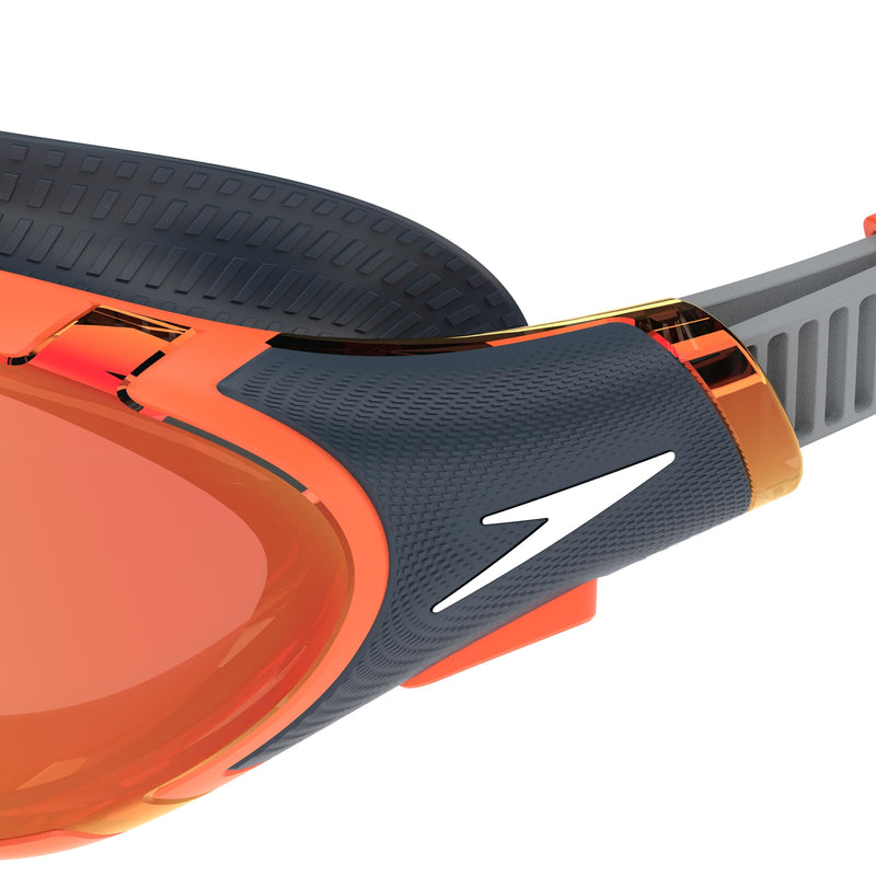 Speedo Unisex-Adult Swim Goggle Biofuse 2.0 Amber Wave/Steel/Crimson Mirrored One Size