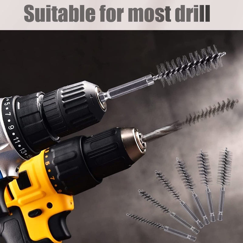 10 Pcs Bore Brush for Drill, Drill Wire Bore Brush, Stainless Steel Bore Brush Set witn 1/4 Inch HexShank, Drill Wire Brush for Power Drill Impact Driver