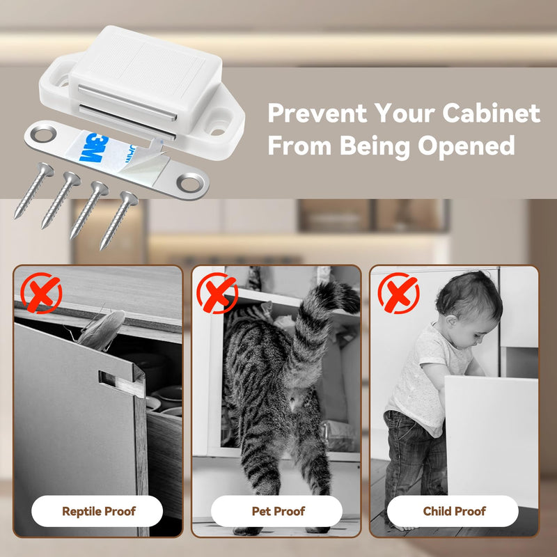 Cabinet Magnetic Catch Magnetic Cabinet Door Catch Magnetic Cabinet Latch for Kitchen Drawer Magnets to Stay Closed Magnetic Catch Closet for Drawer（White 6 Pack） White