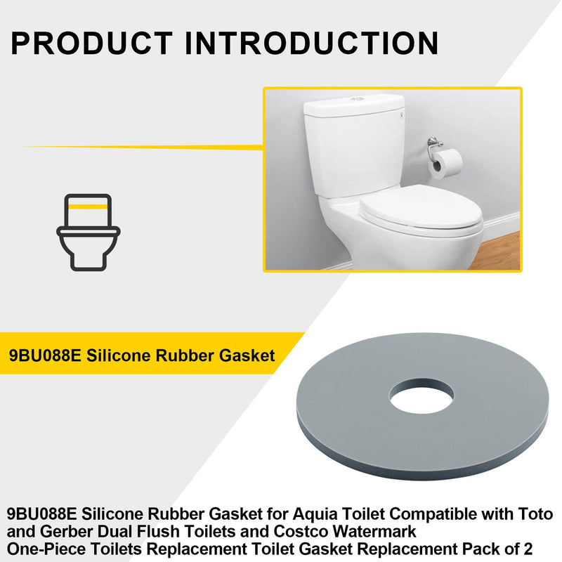 9BU088E Silicone Rubber Gasket for Toto & Gerber Dual Flush Toilets,2 pack | for Costco Watermark One-Piece Toilets Flush Valve Gasket for Aquia Toilets