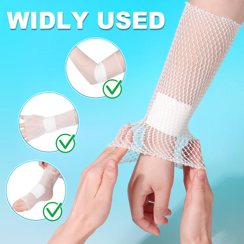 3 Roll Tubular Elastic Bandages, Tubigrip Size D for Arm Foot Knee Leg Net Wound Dressing Compression Sleeve Elastic Bandage Medical Wrap 25 Yard Stretched Stockinette Tubing