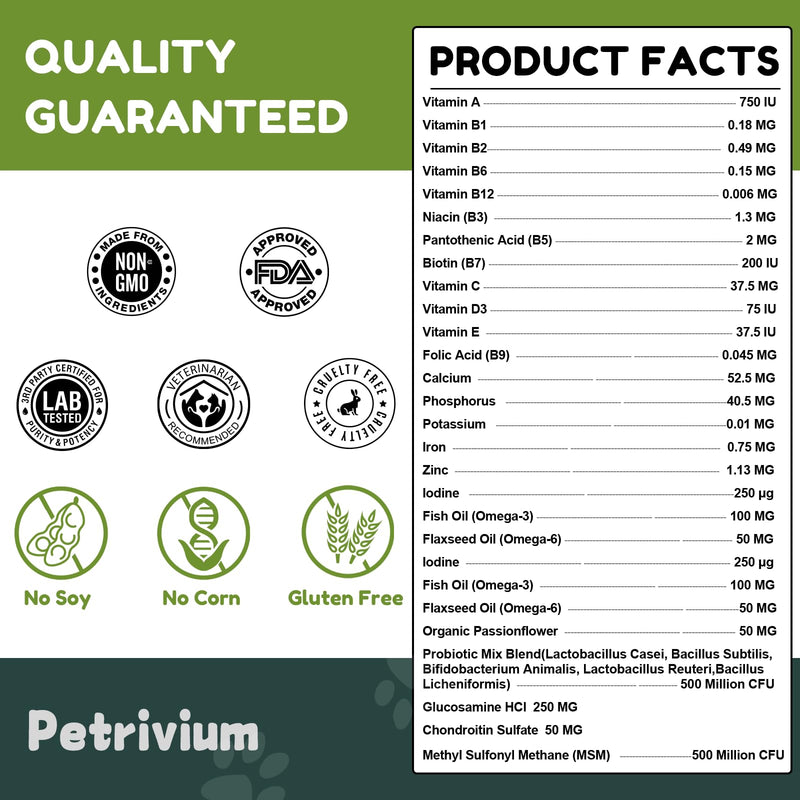 Dog Multivitamin Chewable with Glucosamine & MSM, Omegas 3 & 6, Probiotics, Dog Vitamins and Supplements for Hip & Joint Health, Skin & Coat, Immune Boost & Overall Health 120 Soft Chews