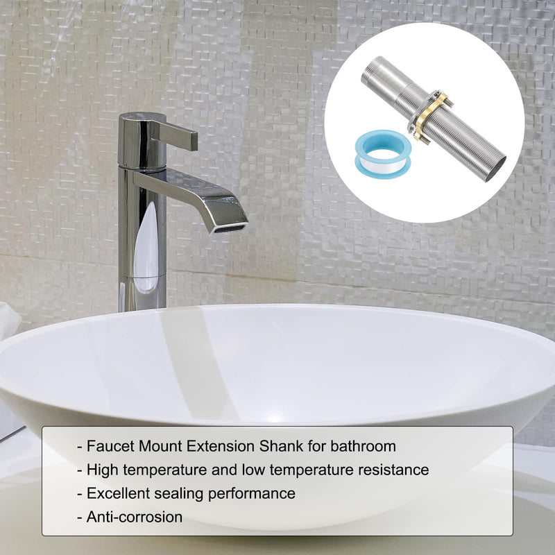 uxcell Faucet Mount Extension Shank 6"x 1.25" Stainless Steel Pipe Faucet Extension Nipple Locknut Kit Extension Threaded Lengthen Fixed High Foot with Nut and Gasket Fittings for Basin - NewNest Australia