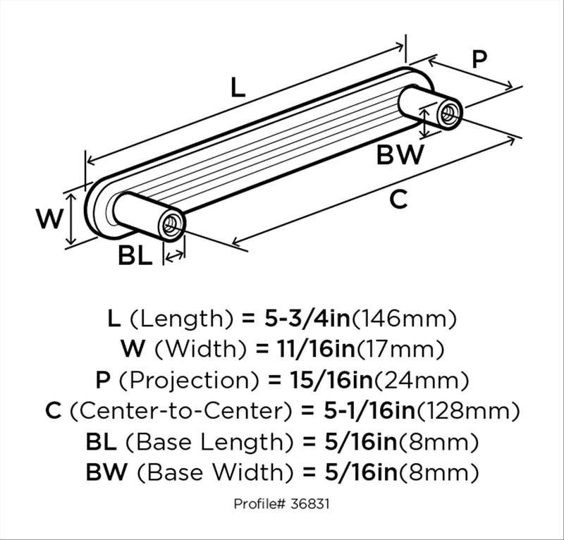 Amerock | Cabinet Pull | Golden Champagne | 5-1/16 inch (128 mm) Center to Center | Concentric | 1 Pack | Drawer Pull | Drawer Handle | Cabinet Hardware 5-1/16 Inch (128 mm) Center-to-Center