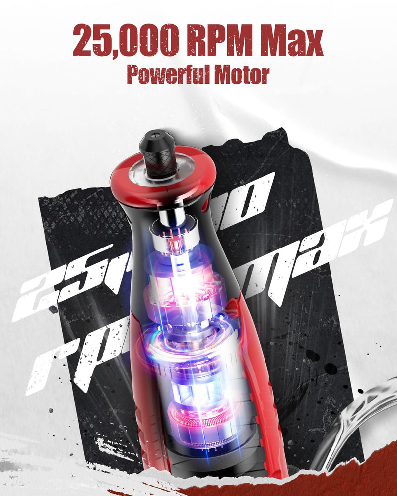 AVID POWER Cordless Rotary Tool 2.0 Ah 8V Rechargeable Rotary Tool, 4 Front LED Lights, 5 Speeds, 60 Pcs Rotary Tool Accessories with Bag for Carving, Engraving, Sanding, Polishing and Cutting - Red