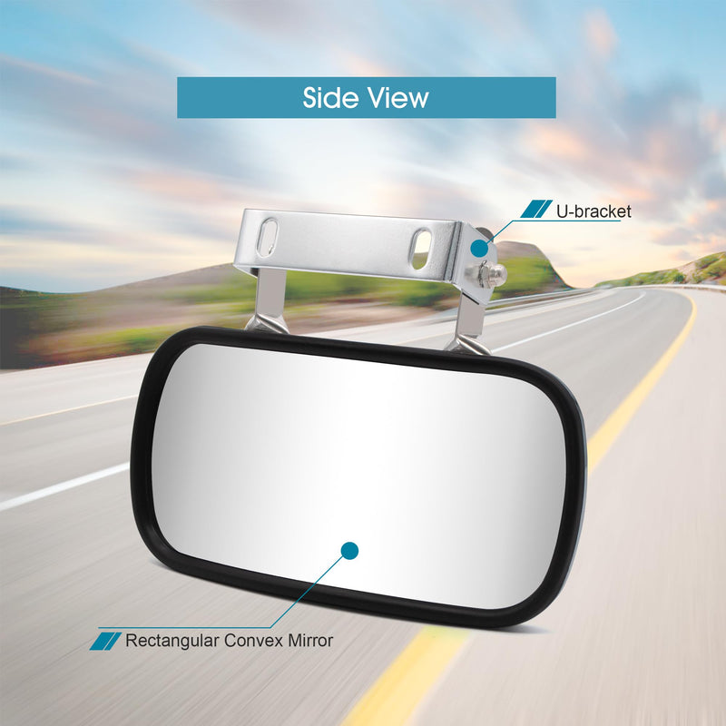 BOOLEE Convex Mirror Stainless Steel Rectangular U-Bracket for Cars Trucks Boats Tractors Forklifts Improves Visibility Rear view and Side Mirror Universal Screw Fixed