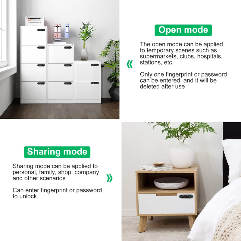 Fingerprint Cabinet Lock, Smart Biometric Password Lock With USB Key, Keyless Hidden File Drawer Wardrobe, Child Safety, DIY Wooden Furniture Privacy for Home Office Horizontal