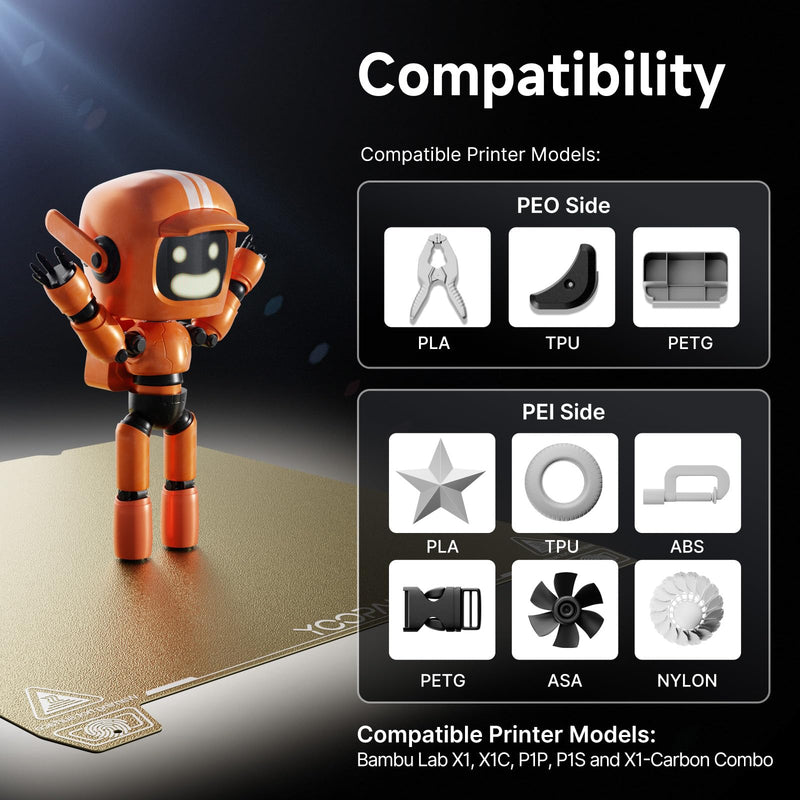 YOOPAI Double-Sided PEI+PEO Sheet and Flexible Magnetic Build Plate, 235 * 235mm 3D Printer Bed Platform for Creality K1/K1C/Ender 3/Ender 5 S1/Ender 3 Pro/Ender 3 V3/Ender 3 S1 Pro/Ender 3 Neo 235*235mm Pei Gold+peo Black