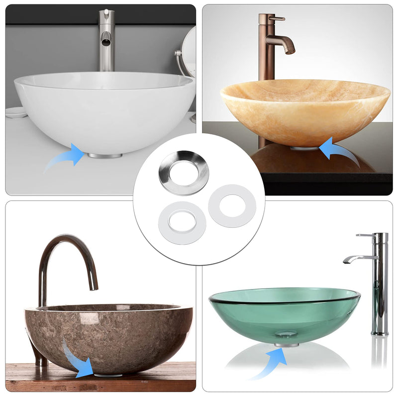 Vessel Sink Mounting Ring for Home Bathroom Glass Vessel Sink Base Mounting Ring by Plastic,Silver Compatible with VIGO, Aquaterior Inside Diameter: 1.58" silver