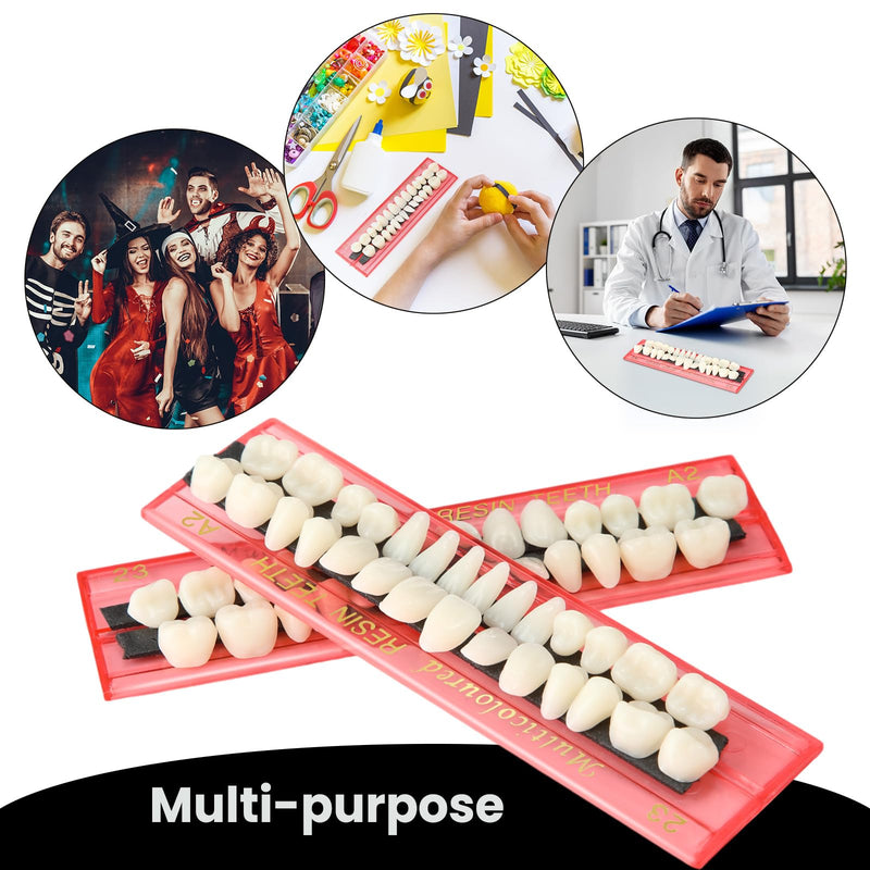 Nuanchu 560 Pcs False Teeth Acrylic Resin Denture Replacement Fake Teeth 20 Sets Denture Tooth Kit Upper Lower Dental Materials 23 A2 for Halloween DIY Dental Education Teeth Teaching Model