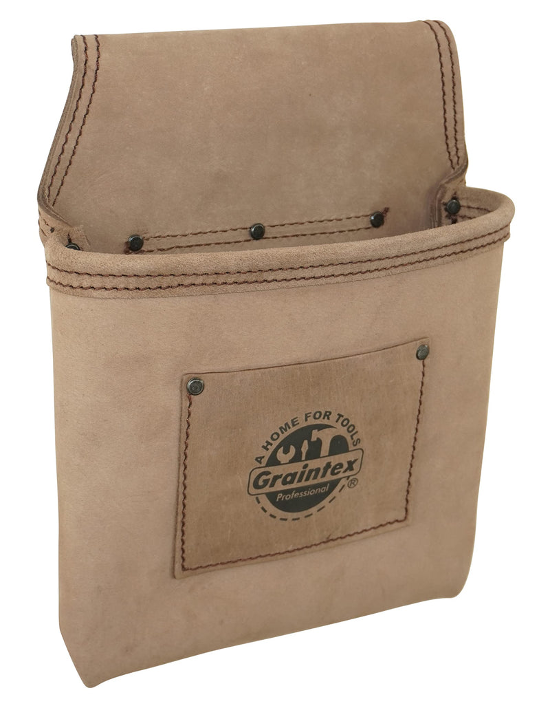 Graintex ST2009 One Pocket Nail & Tool Pouch Natural Top Grain Leather for Framers, Constructors, Electricians, Plumbers, Handyman