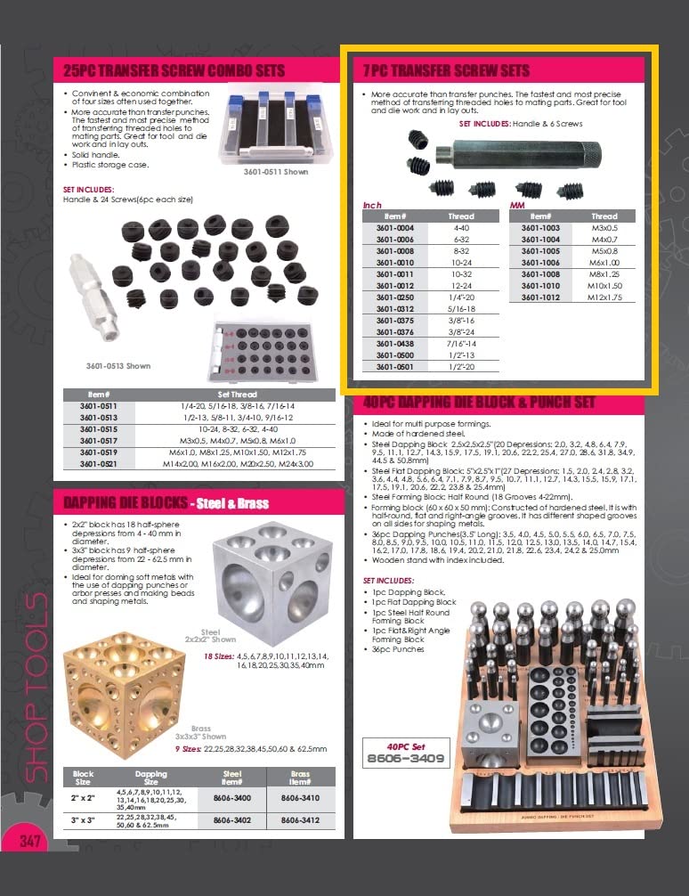 HHIP 3601-1005 7 Piece Transfer Screw Set, M5 X 0.8 (Pack of 1) 7 Piece Set (M5 X 0.8)