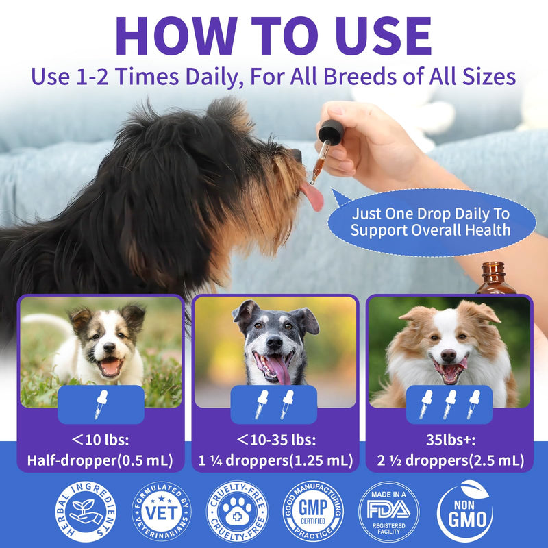 Cat Constipation Relief for Digestive Health Support + Dog Cough Treatment Support for Dogs for Breathing Comfort Bundle, Easy-to-Use, 60 ml/2 Fl Oz Each, Multi-Pet Family Care Solution