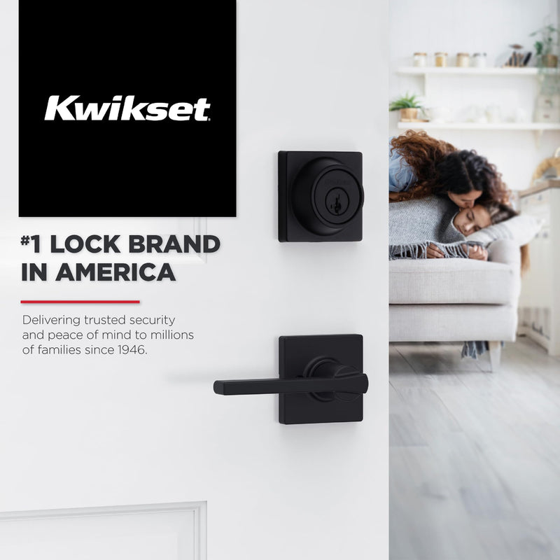 Kwikset Casey Interior Passage Door Handle, Lever For Closet and Hallway Doors, Reversible Non-Locking Handle Lever, Matte Black , with Microban Protection 1 Pack