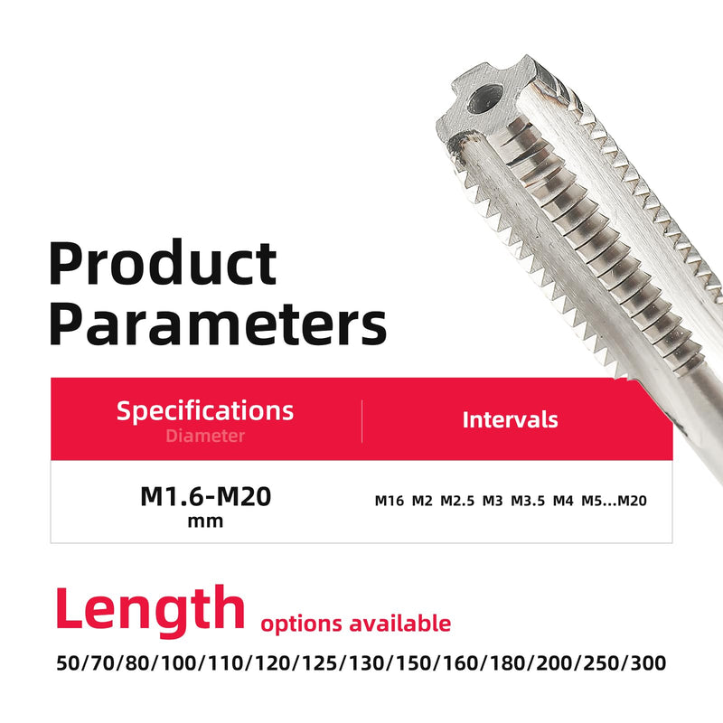 M20×1×200mm Metric Thread tap Extended Extra Long Straight Slot Thread Tapping Dimension HSS Machine taps Repair Tools DRINYOUNG (M20×1×200) M20×1×200