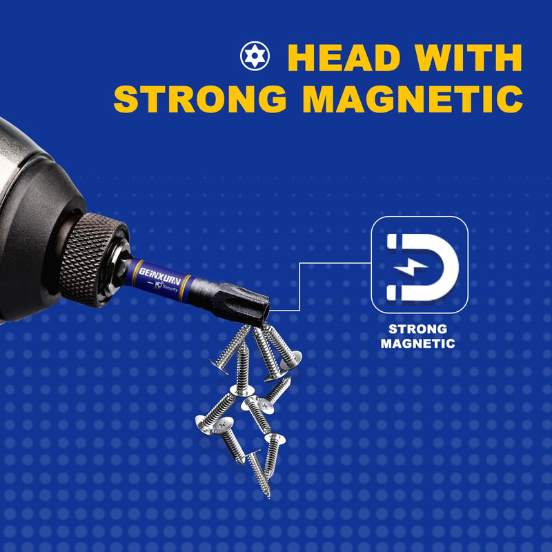 5 Pieces T15 Hollow 2 In. Impact Tough Magnetic Insert Bit Set, #15 Security Torx Head Power Bits, S2 Alloy Steel Star T15 Screwdriver Bits Set TT15 2"-5PCS