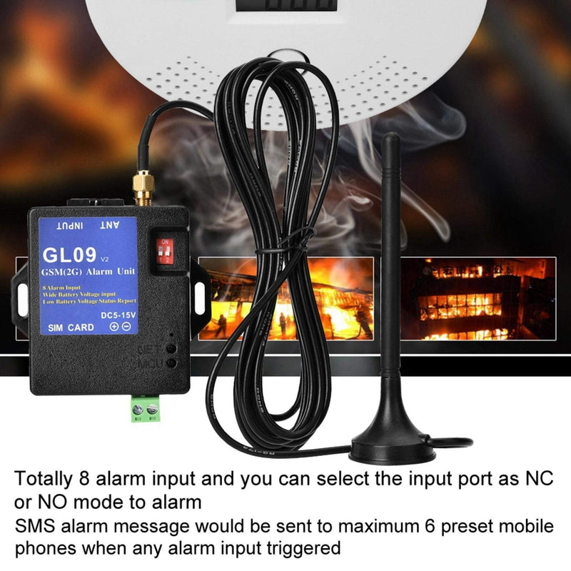 GSM Alarm System, GL09 8 Channel Battery Operated App Control SMS Alert Security Systems for Home and Warehouse