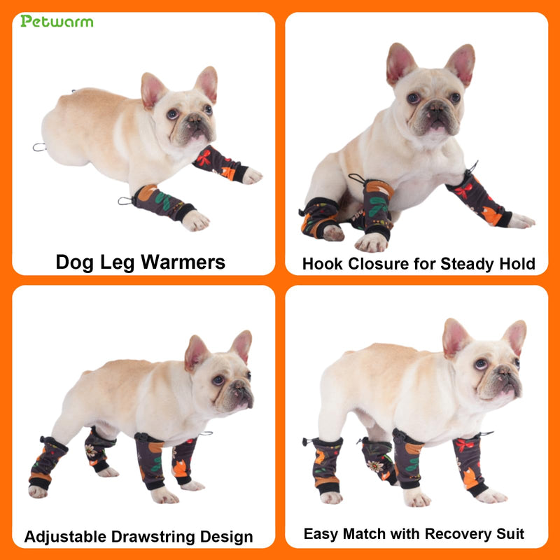PetWarm Dog Recovery Sleeve 4pcs Set, Dog Leg Sleeve, Ideal for Comfort and Support During Pet Recovery, Suitable for Active or Support Recoverying Pet Use, Black Brown, S Small