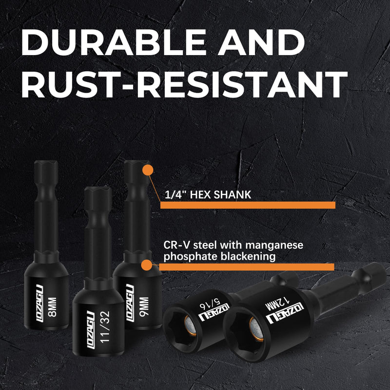 17PCS Magnetic Nut Driver Set | SAE and Metric | Premium Impact Power Hex Nut Driver Drill Bit Master Kit | 1/4 Inch Hex Shank | Cr-V Steel (17PCS Magnetic Nut Driver (Short)) 17PCS Magnetic Nut Driver (Short)