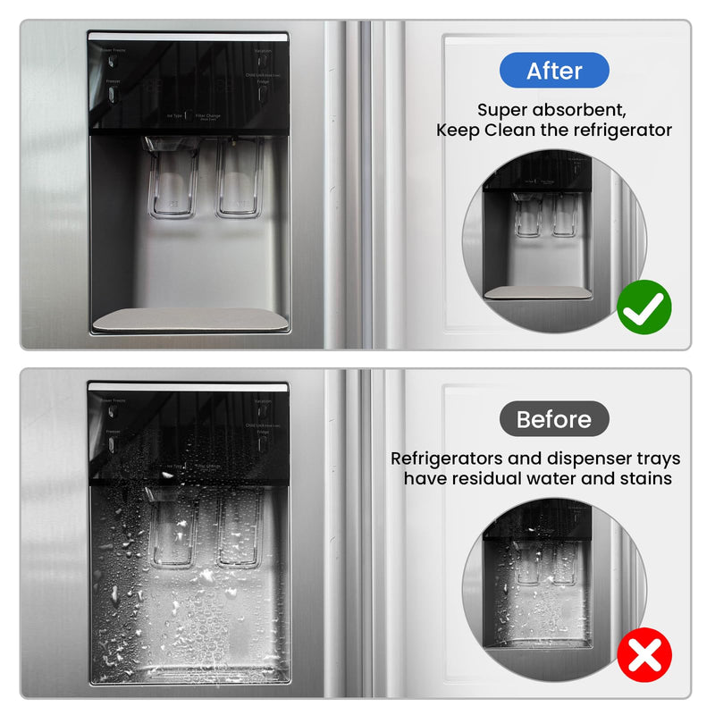 GLACIER FRESH Cuttable Refrigerator Drip Catcher, Water Absorbent Fridge Water Dispenser Drip Tray, Replacement for Whirlpool, GE, Samsung Fridge Accessories, Grey (Rectangular - 2pcs) Standard Refrigerator Drip Tray