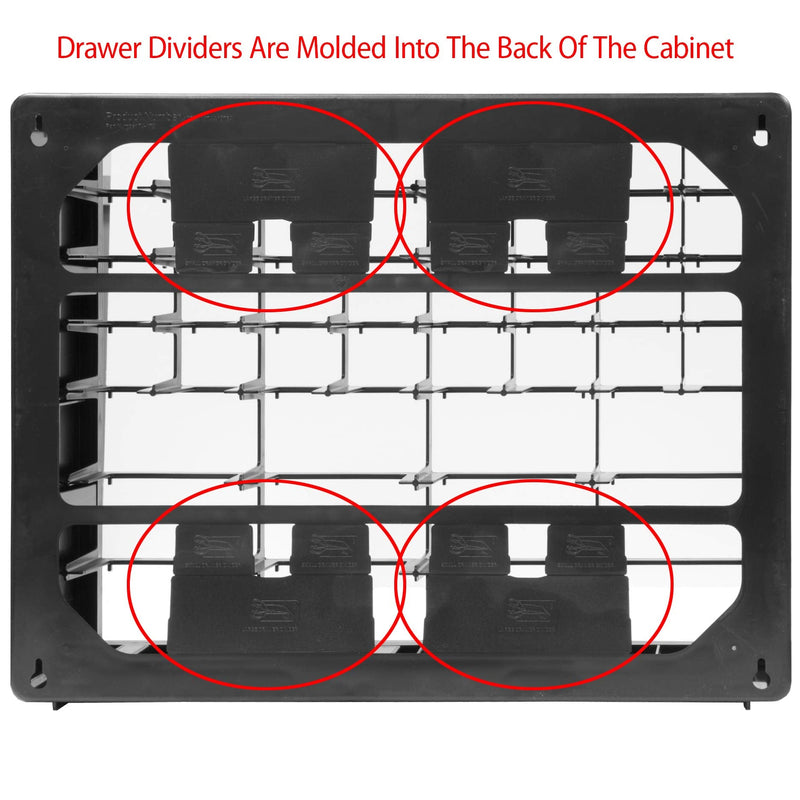 Akro-Mils 64 Drawer 10164, Plastic Parts Storage Hardware and Craft Cabinet, Black (1-Pack) & 40716 Accessory Dividers for Plastic Storage Hardware Cabinet Small Drawers, Pack of 16